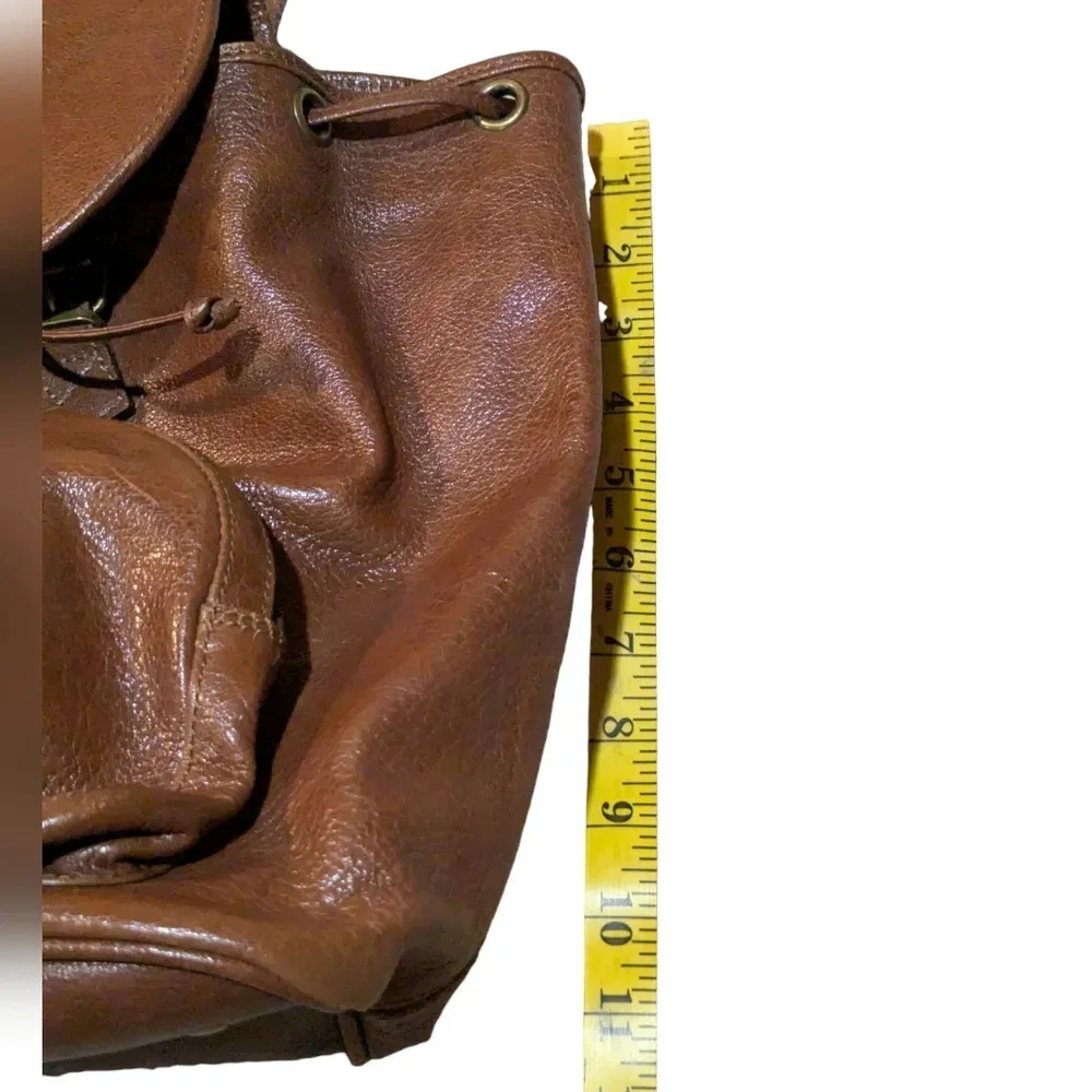 Overland Outfitters Brown Leather Backpack Zip Top Adjustable Straps Pockets